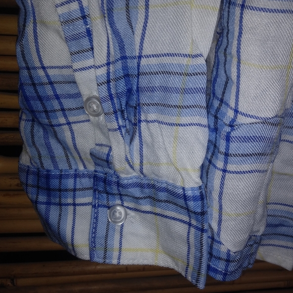 Maison Jules XL Cobalt Glaze Blue Plaid Top Plus - Picture 2 of 4